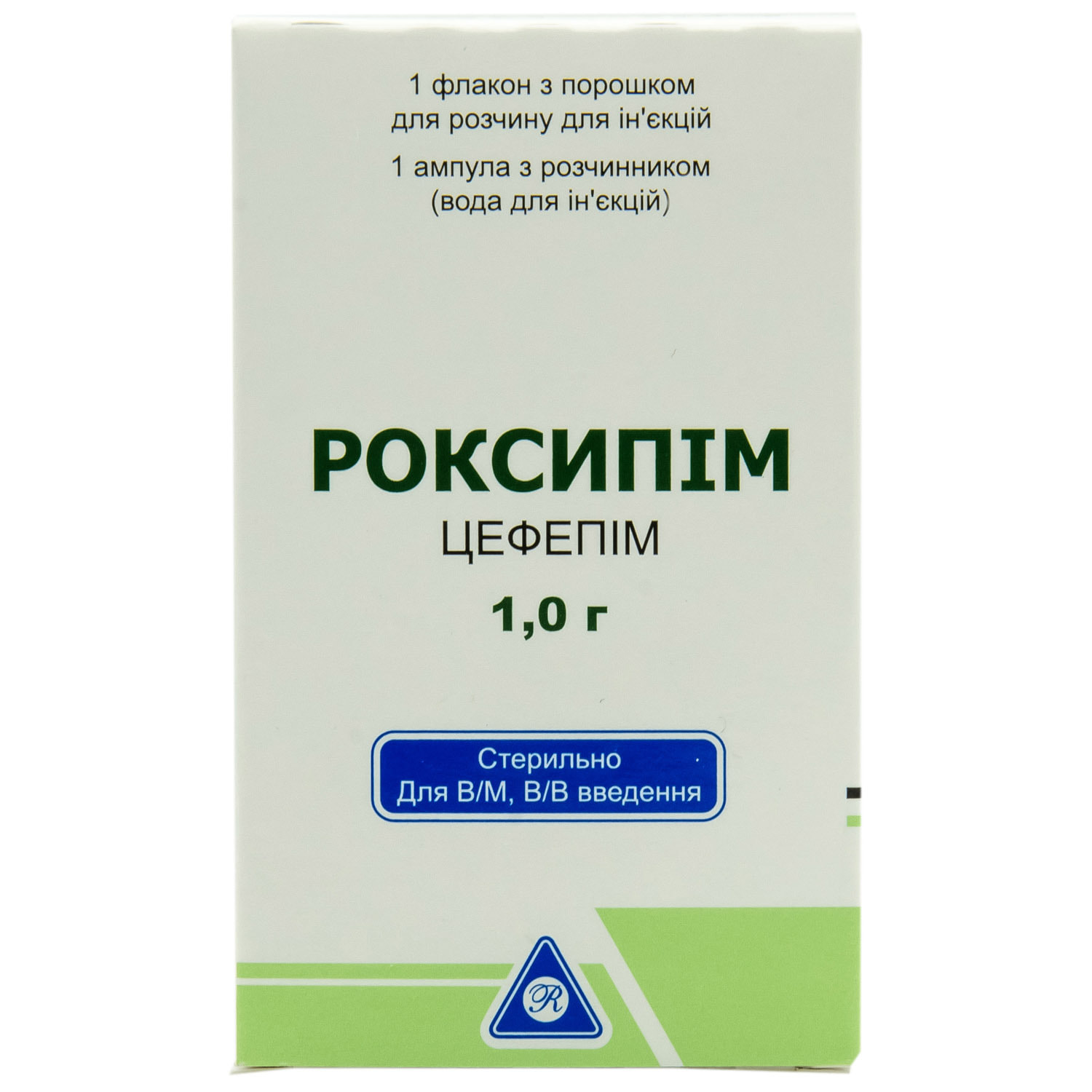 РОКСИПІМ, порошок для розчину для ін'єкцій по 1,0 г з 1 ампулою розчинника